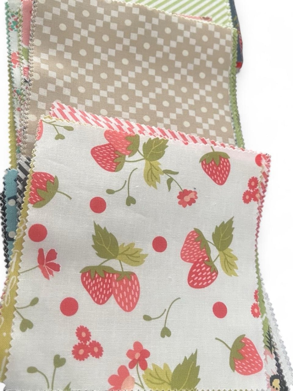 Spring Floral Fabric Charm Pack - Coral, Blue & Green - Picture 4 of 7